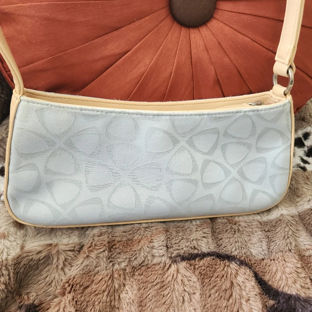 Vintage Liz Claiborne Y2K Baguette Shoulder Bag | Signature Logo Blue & Tan
